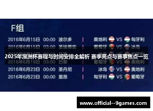 2025年澳洲杯赛程与时间安排全解析 赛季亮点与赛事焦点一览
